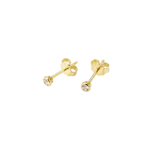 Sterling Silver/Gold Plated 2mm Bezel Set Cz Studs