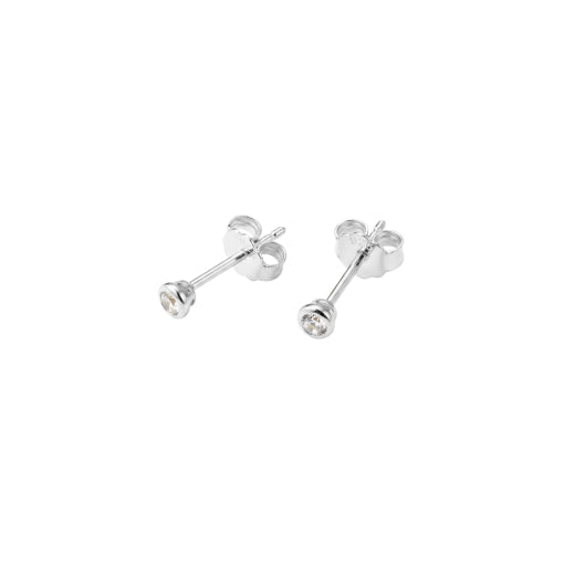 Sterling Silver 2mm Bezel Set Cz Studs