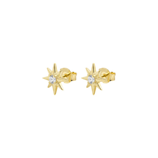 Sterling Silver/Gold Plated Petite Cz North Star Studs