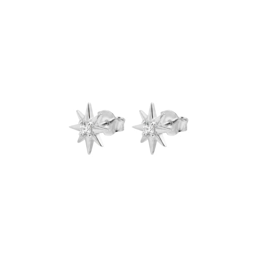 Sterling Silver Petite Cz North Star Studs