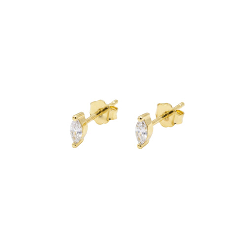 Sterling Silver/Gold Plated Petite Marquise Cz Studs