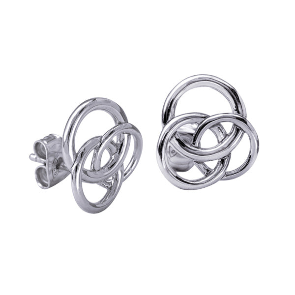 Stg Silver Triple Open Interlocking Circle Studs