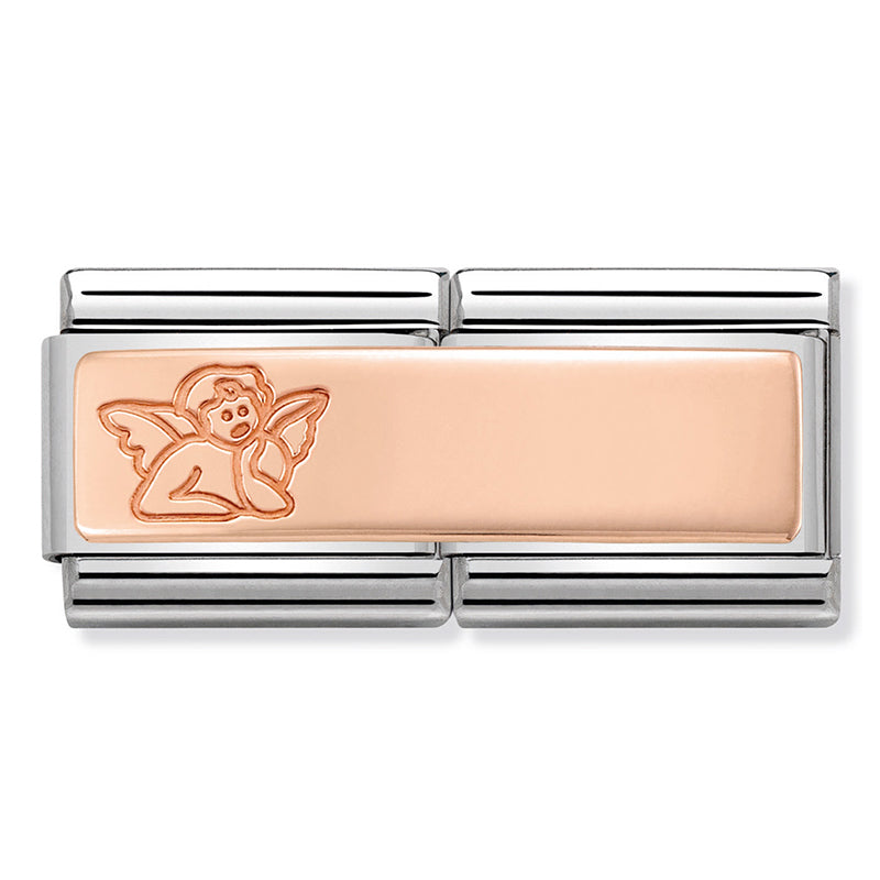 Rose Gold Double Engraved Link - Angel