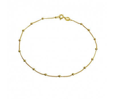 Sterling Silver/Gold Plated Curb Chain Anklet With Ball Detail