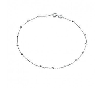 Sterling Silver Curb Chain Anklet With Ball Detail