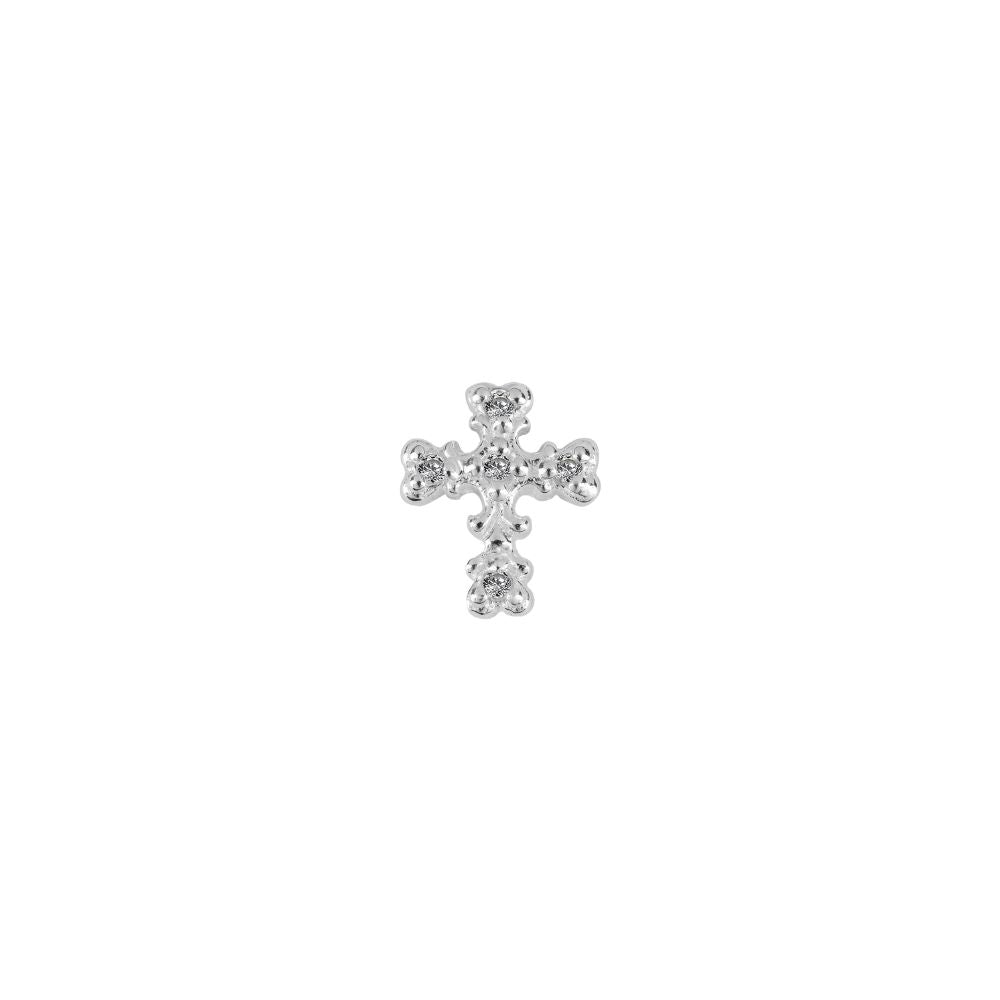 Stow Shining Cross Charm - Silver/Cz