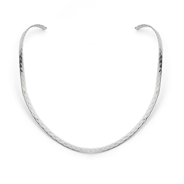 Sterling Silver Oval Beaten Choker 4mm