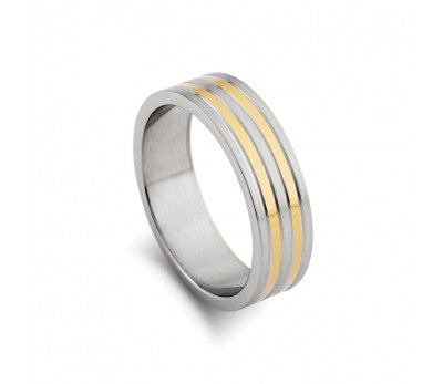 Men's Wide Band Ring Gold Detail