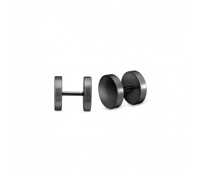 Stainless Steel Men's Blackcircle Stud - 6mm