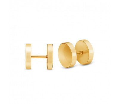 Stainless Steel/Gold Plated Men's Circle Stud - 10mm
