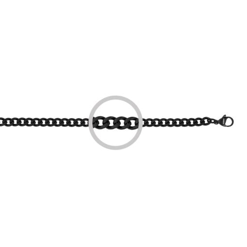Stainless Steel/Black Curb Chain - 60cm