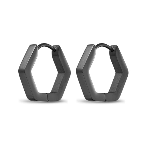 Men’s Stainless Steel Hexagon Huggie Earrings