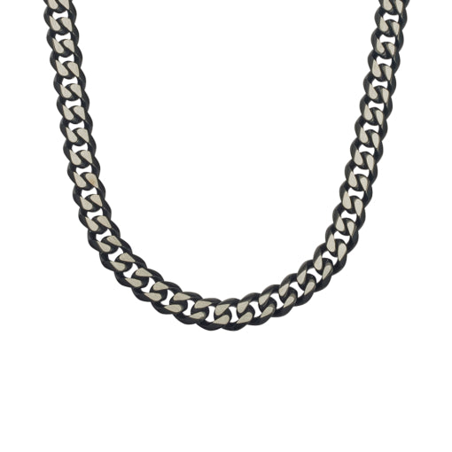 Cuban Link Chain In Oxidised Black Finish - 55cm