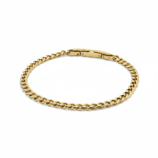 Stainless Steel/Gold Plated 4mm Cuban Link Bracelet