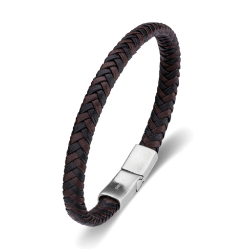 Stainless Steel Men’s Multi Leather Braid Bangle - 21cm