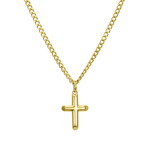 Stainless Steel/Gold Plated Miami Cuban Link Necklace With 3D Latin Cross