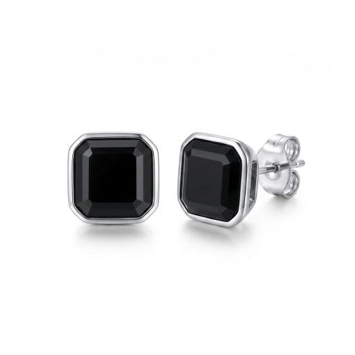 Stainless Steel 6mm Octagon Shaped Cz Stone Set Studs
