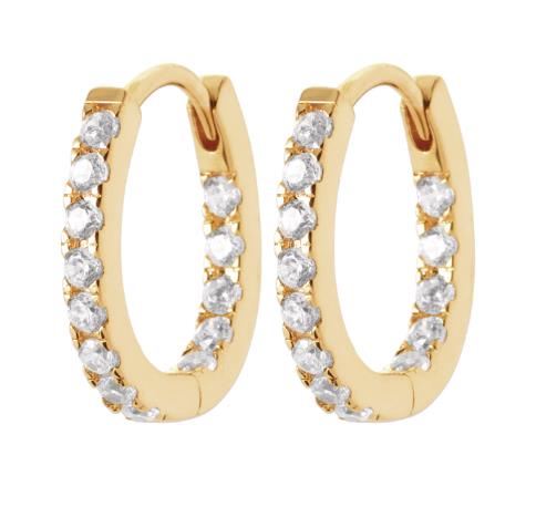 18ct Yellow Gold Plated Alloy Cz Inside Out Hoop Earrings