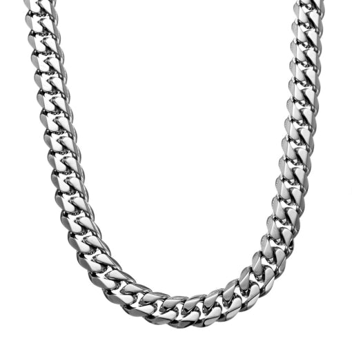 Stainless Steel 12mm Shiny Steel Cuban Link Chain - 55cm