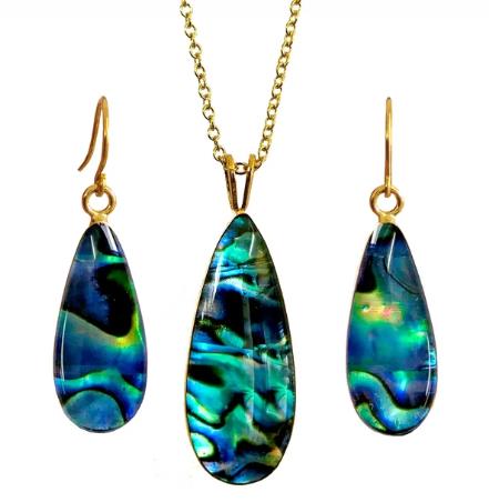 Classic Pāua & Gold Plated Necklace & Earrings