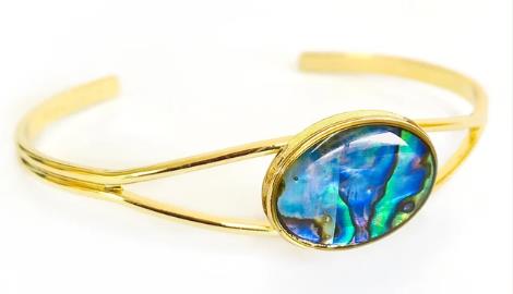 Oval Pāua & Gold Plated Cuff Bracelet