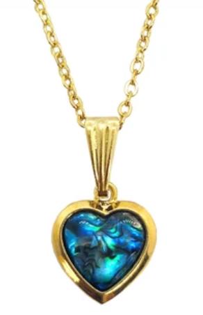 Heart Pāua & Gold Plated Necklace