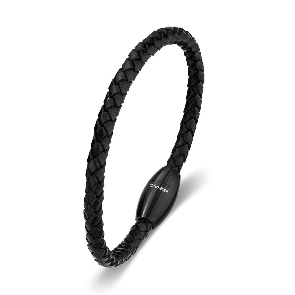 Men's Black Leather Bracelet